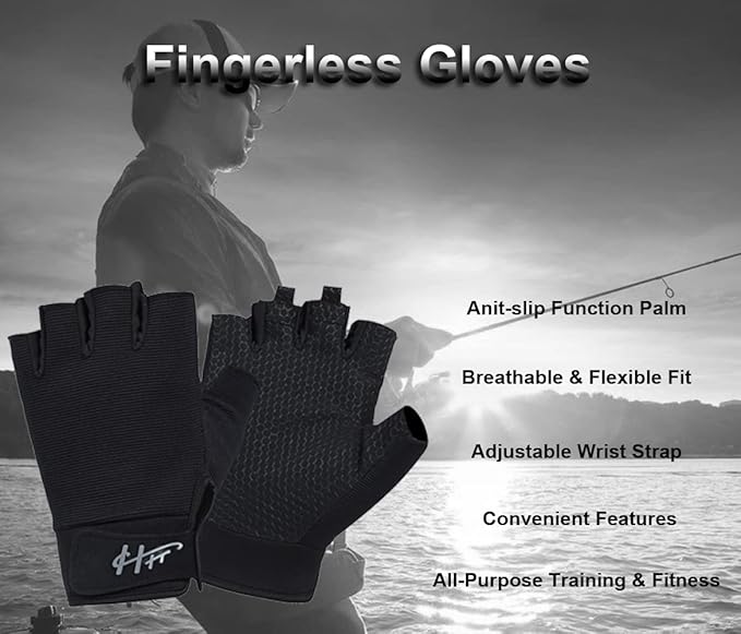 Fingerless Gloves - Multipurpose Water & Sports Gloves for Fishing, Sailing, Rowing, Kayaking & More - Men & Women