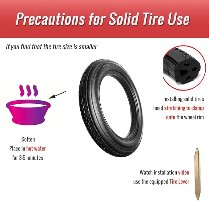 12 Inch Solid Tire for Kid Bike Folding Bike Electric Bike Anti Stab Explosion-Proof Airless Tires Tubeless Tyre 12x1/2x2 1/4 12x1.5