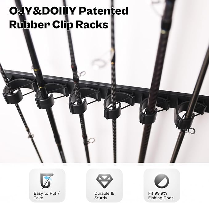 OJYDOIIIY Wall Mount Fishing Rod Holders,Vertical Fishing Pole Storage Rack for Garage
