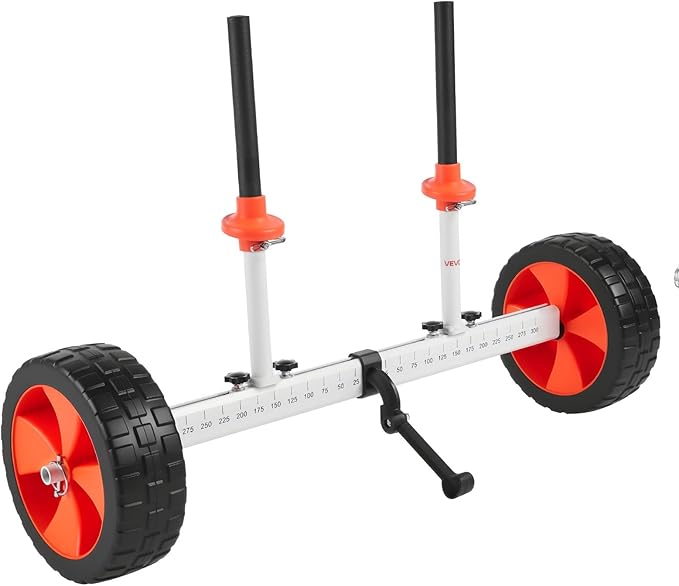 VEVOR Kayak Cart, 230/250lbs Canoe Cart Dolly with 7.5in/10in Solid Rubber Tires & Kickstand, Adjustable Width, Detachable Portable Watercraft Cart for Kayaks, Canoes, Paddle Boards