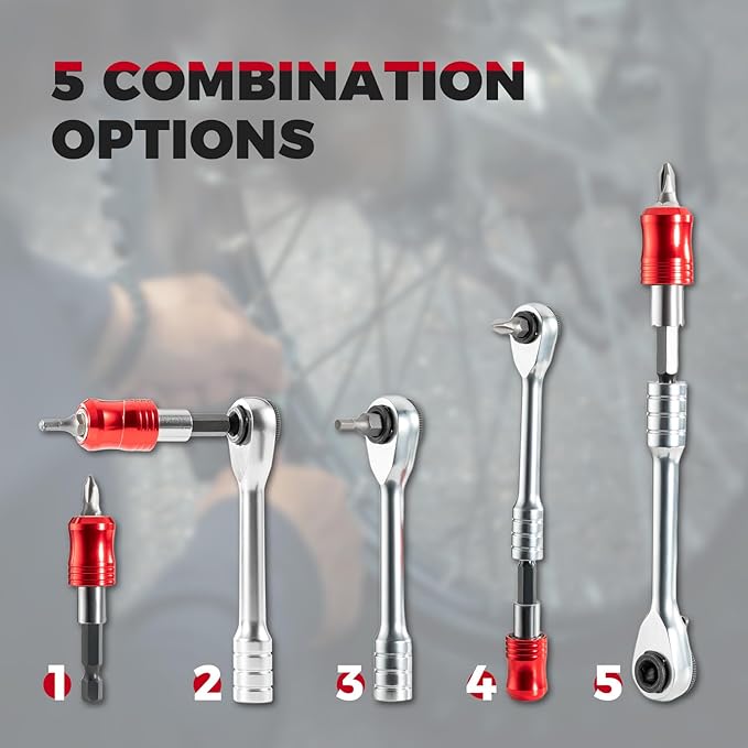 ROCKBROS Bike Tool Kits 14 in 1 Multi-Function Bike Repair Kits Portable Foldable Bike accessories Reversible Ratchet Wrench with 10 Bits 2 Tire Levers