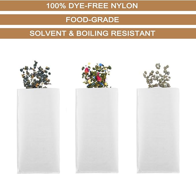 120 Micron Food Grade Nylon Tea Filter Bags 2.5"x4.5" Pressable Rosin, Filter Tea 40 Pack