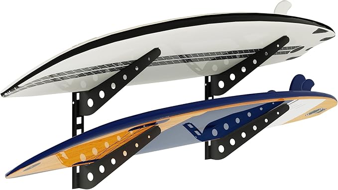 2/3/4/6 Board Horizontal Surfboard Rack, Adjustable Surfboard Wall Mount Display, Surfboard Wall Rack Board Storage Mount System at Home and Garage