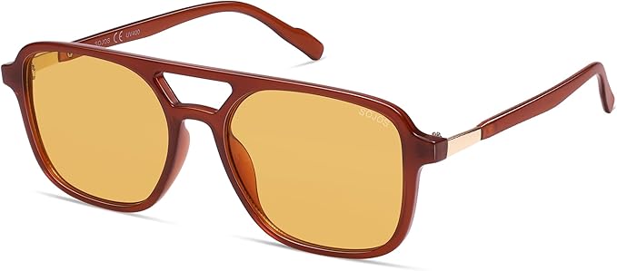 SOJOS Retro Aviator Sunglasses for Women Men,Trendy Rectangle Womens Mens Shades Sun Glasses SJ2202