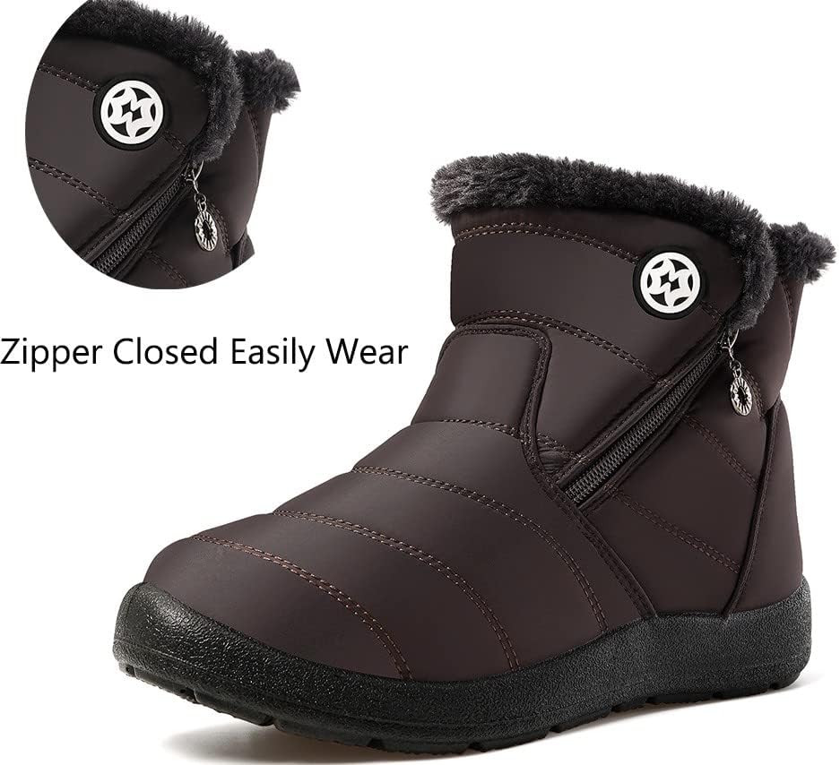 Eagsouni Snow Boots for Women Winter Waterproof Warm Zip Ankle Boots