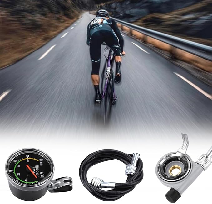 Tiiyee Bike Speedometer, Mechanical Analog Odometer Old School Style Bicycle Computer Code Table Aluminum Alloy Stopwatch Cyclocomputer Accessories for 26in 27.5in 28in 29in Outdoor Cycling Tricycle