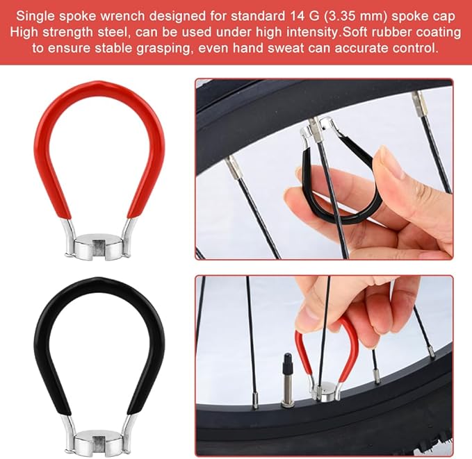 8Pcs Bicycle Spoke Wrench Bike Spoke Tool with 2 Bicycle Tire Levers, Bicycle Spoke Wrench Tools, Bicycle Rim Truing Tool Set, Cycling Pocket Tools for Bicycle Repair