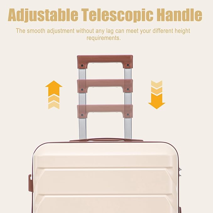 28 Inch ABS Hard Shell Large Luggage With Combination Lock and Side Hooks, Beige