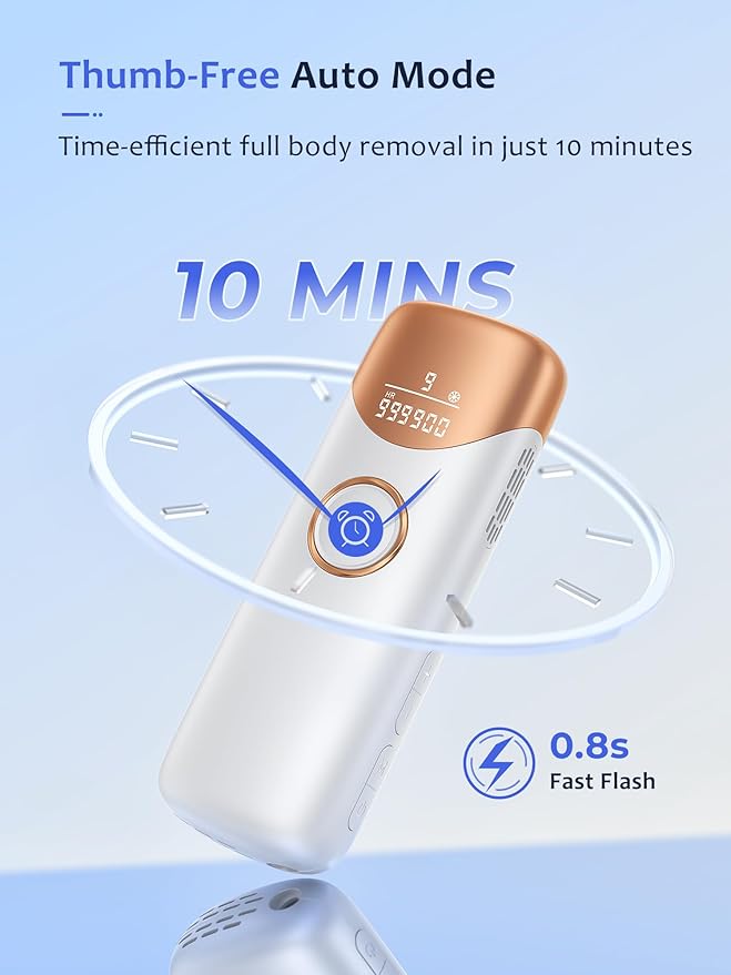 Laser Hair Removal,IPL Hair Removal Device with 5℃ Ice Cooling,At-Home Painless Laser Hair Removal for Women & Men,Body Legs Armpits Use (Gold)