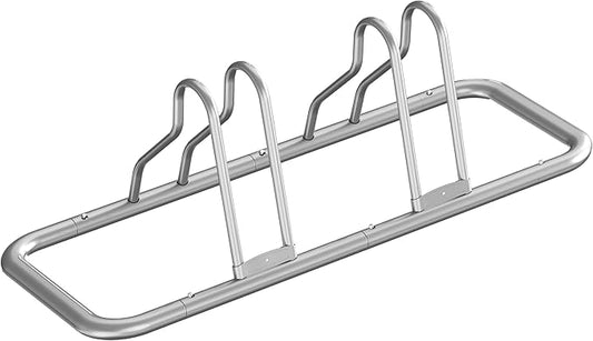 Simple Houseware 2-Bike Floor Storage Rack - Adjustable Bicycle Parking Stand & Garage Organizer for Road and Kids Bikes, Silver