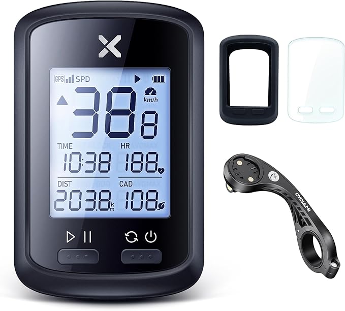 XOSS G+ Wireless Bike Computer, GPS Cycling Speedometer and Odometer with Bluetooth and ANT+, Bicycle Accessories with LCD Display, Waterproof MTB Tracker Fits All Bikes