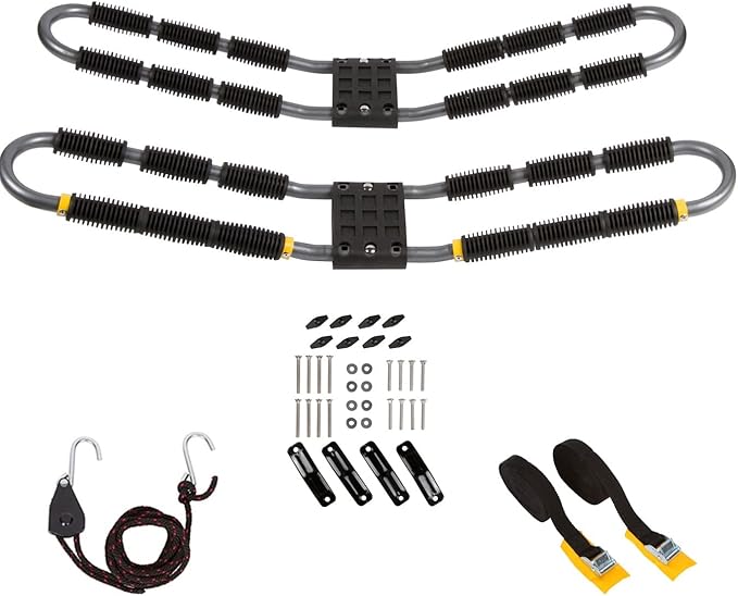 Suspenz Kayak Roof Rack with Tie Down Straps, EZ Roller V-Rack Car Top Carrier Mount for Kayak Canoe SUP (44-0166)