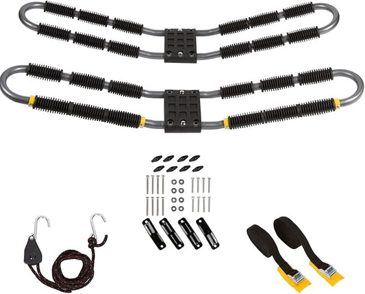 Suspenz Kayak Roof Rack with Tie Down Straps, EZ Roller V-Rack Car Top Carrier Mount for Kayak Canoe SUP (44-0166)
