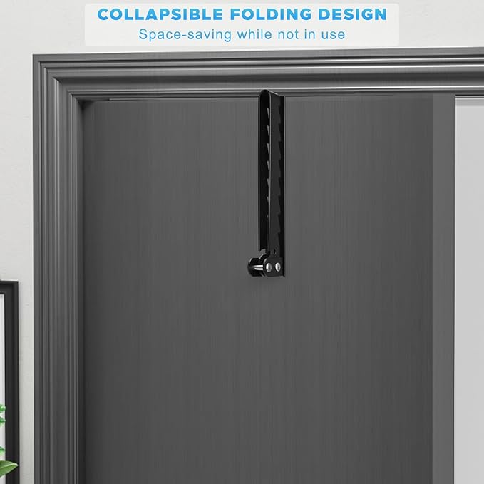 FYY Over The Door Hooks Hanger, 1 Pack Collapsible Folding Over Door Clothes Drying Rack Space Saving Laundry Hanging Storage Hook for Clothing, Coats, Towels for Bedroom Bathroom Black