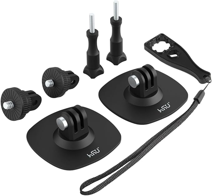 HSU Flexible Adhesive Mount Kit, 3M Helmet Adhesive Sticky Mounts Compatible with Insta360 X4 X3 X2 X One RS, GoPro Hero 12/11/10/9/8/7, GoPro Max, DJI Osmo Action Sports Camera Accessories
