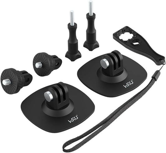 HSU Flexible Adhesive Mount Kit, 3M Helmet Adhesive Sticky Mounts Compatible with Insta360 X4 X3 X2 X One RS, GoPro Hero 12/11/10/9/8/7, GoPro Max, DJI Osmo Action Sports Camera Accessories