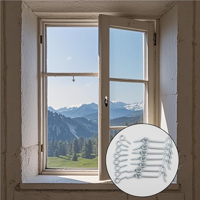 8 Pcs 2 inches Cabin Hook Eye Latch Gate Door Swivel Window Door Hook with Mounting Screws (Sliver, 2 inches)