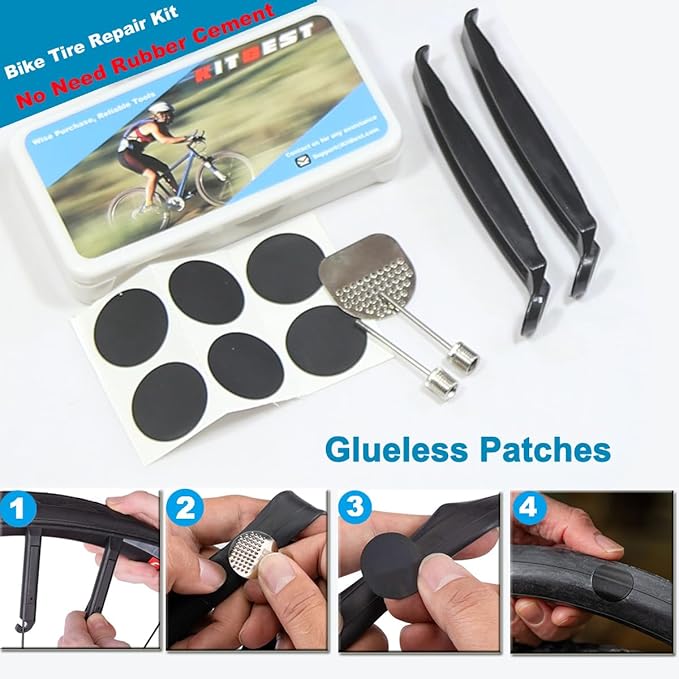 Kitbest Bike Repair Tool Kit. 100 PSI Mini Bike Pump, Tire Puncture Repair Kit, 16 in 1 Bike Multi Tool, Glueless Tire Patch Kit, Bicycle Tire Lever and Bike Bag