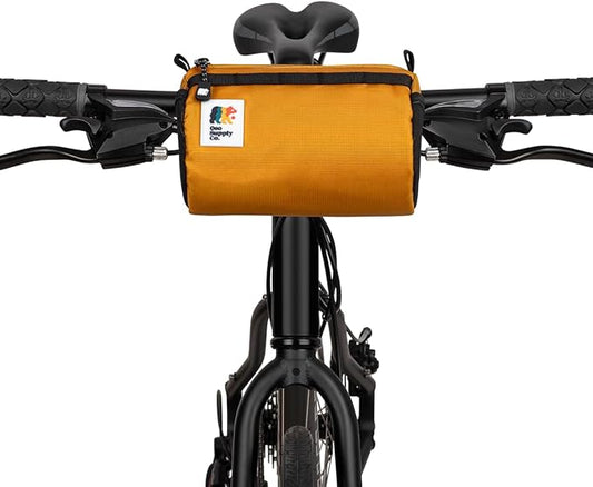 Oso Supply Co Handlebar Bike Bag – Water-Resistant Hard Shell with Quick-Access Zipper, Side Mesh Pockets, and Spacious Storage – Ideal for Cycling, Commuting, and Adventure Rides (Golden Yellow)