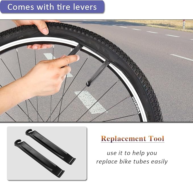 26/27.5/29x2.25 inch Mountain Bike Tire Set 2 Pack 26/27.5/29x2.25 Mountain Bicycle Tires 60TPI Kevlar Foldable and Pair 26/27.5/29 inch Bike Inner Tubes with 2 Pcs Tire Levers