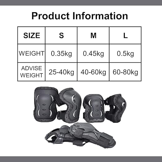 Q.LAEN 3 in 1 Durable Knee Pads Elbow Pads with Wrist Guards Sports Protective Gear Set for Rollerblading Skateboard Cycling Skating