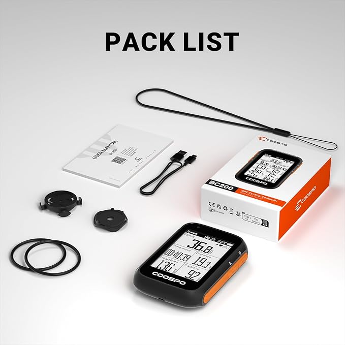 COOSPO Bike Computer Wireless GPS, Bike Speedometer with Auto Backlight, Bluetooth ANT Cycling GPS Computer, Bicycle Computer BC200 with Waterproof, Compatible with CooSporide app