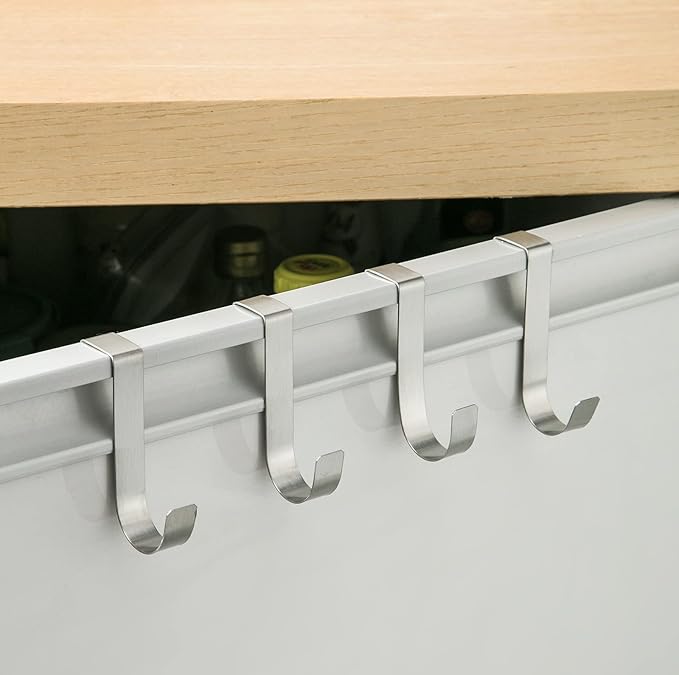 eywlwaar Over The Cabinet Door Single Hooks 5 Pack (Silver)