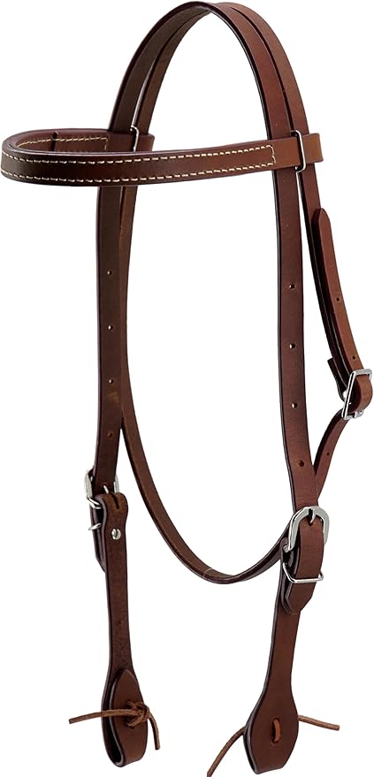 Western Horse Leather Headstall, Curb Bit Bridle, Latigo Leather Browband