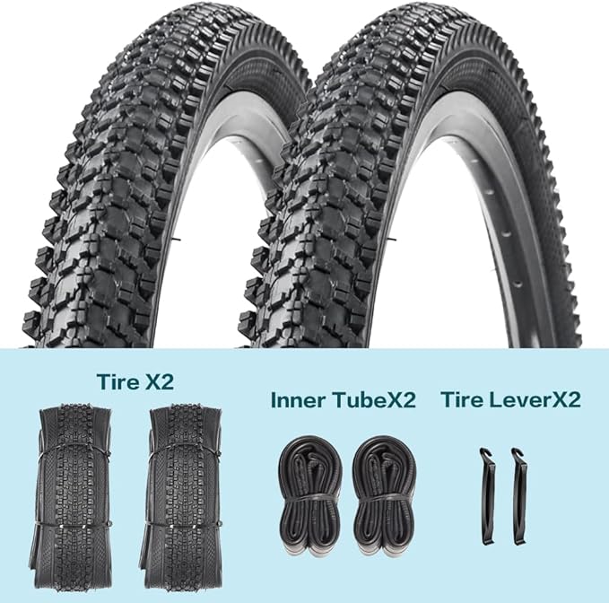 2 Pack Bike Tire 24 26 27.5 X 1.95 27.5 29 X 2.125 Inch Folding Replacement Bike Tire with Tire Levers Foldable Bead Wire Bicycle Tire for Mountain Bike
