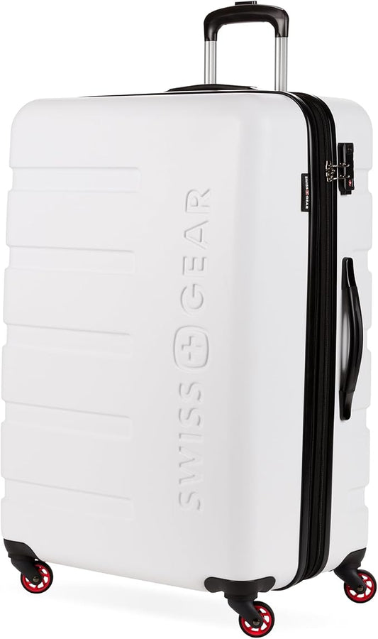 SwissGear 7366 シグネチャー ハードサイド 拡張可能ラゲージ スピナーホイール TSAロック付き ホワイト チェック済み-L 27インチ