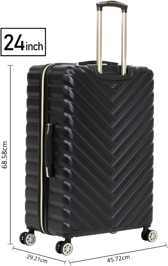 Kenneth Cole REACTION マディソン スクエア 軽量 ハードサイド シェブロン 拡張可能 スピナーラゲッジ、ブラック、24インチ チェックイン