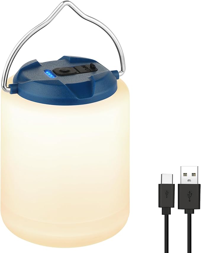 LEDキャンプランタン 充電式キャンプライト 4モード 屋外懐中電灯ランタン 1000ルーメン 防水ポータブル緊急キャンプライト 災害用 ハイキング サバイバルキット用 - ブルー