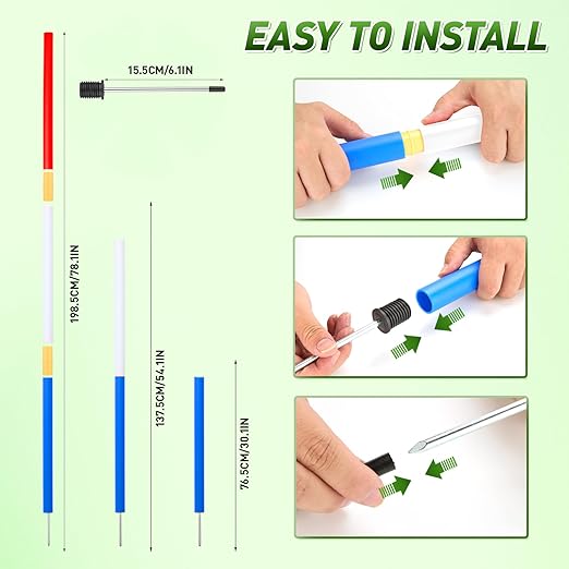 6 Pcs Pole Bending Poles for Horses,6FT Adjustable Equestrian Training Equipment for Horses,Agility Poles for Horses,Soccer & Dog,Red, White, Blue