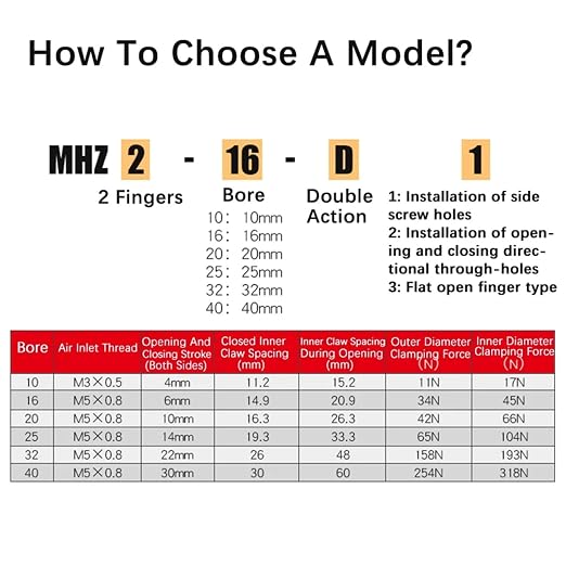 1PCS MHZ2 Pneumatic Finger Cylinder Parallel Gripper MHZ2-10/16/25/32/40D1/D2/D3 Side Thread Aluminium Clamps(MHZ2-40D1)