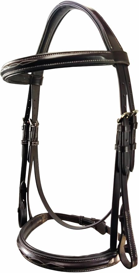 Hunter Bridle - Fancy Stitch with Removable Flash – Anatomical Padded Crown, Classic Hunter Style