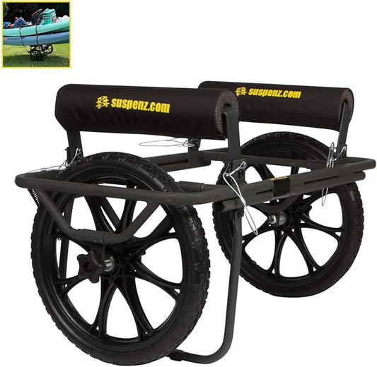 Suspenz Kayak Canoe Transport Cart, All-Terrain Super Duty Trolley Carrier with No-Flat Airless Wheels and Kickstand, 350 lb Load Capacity, Black (22-9908)