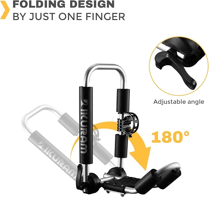 Kayak Roof Rack, Aluminum Kayak Carrier Folding J-Style Universal 3-in-1 Multifunction for Canoe, SUP, Kayaks, Surfboard Rooftop Mount on SUV, Car and Truck Crossbars