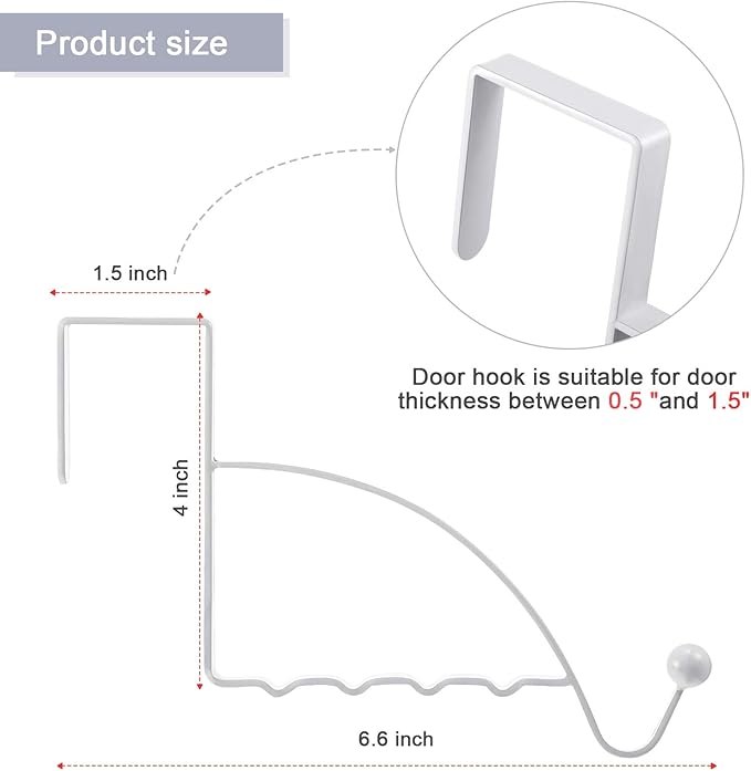Hotop 4 Pieces Over The Door Hooks Hanger Multi Hanging Storage Organizers Valet Hooks for Coats Clothes Hoodies Hats Scarves Purses Keys Bath Towels Robes and More(White)