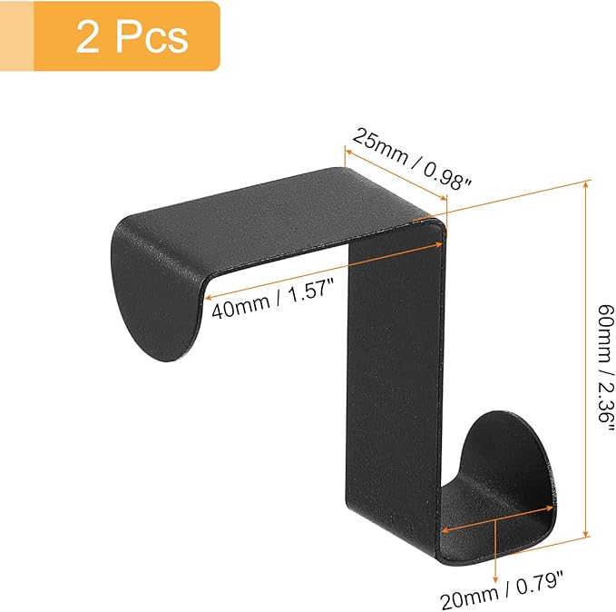 uxcell Over The Door Hooks,2pcs - Stainless Steel Door Hangers Hooks, S-Shaped Double Hooks for Hanging Clothes, Hats, Towels (Black)