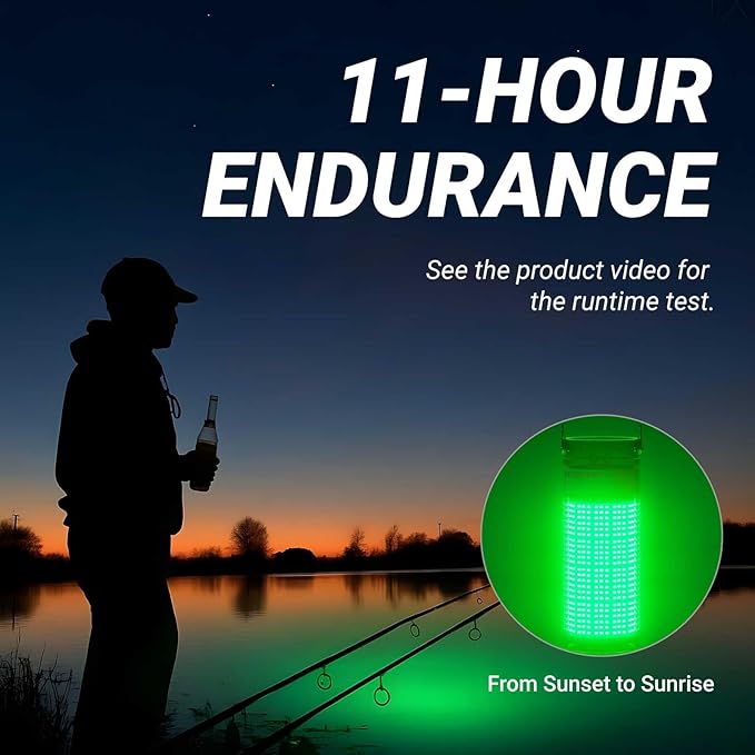 Rechargeable Underwater Fishing Light,Auto On in Water,Multi-Color Options, Up to 16000lm, IP68 Waterproof,No External Power,Cordless,Night Boat Dock Ice Fishing