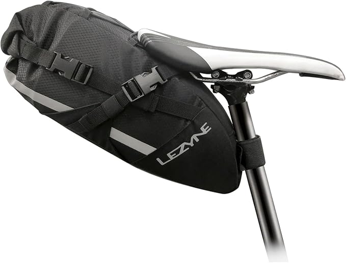 LEZYNE Caddy Bike Saddle Bag - Durable Nylon Cycling Storage Bag with Velcro/Quick Release Mount, Reflective Accents, Water-Resistant Zipper for Road Bikes & Commuters