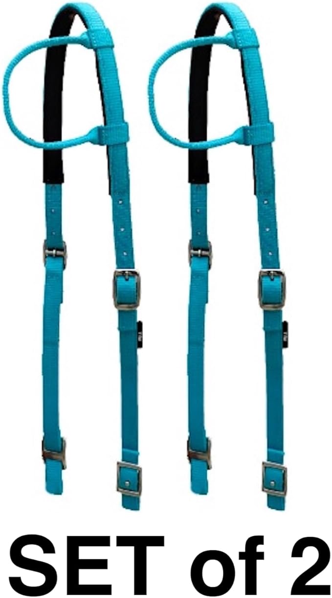 Majestic Ally Nylon Padded Sliding Single Ear Headstall for Horses- Set of 2 - Multiple Colors
