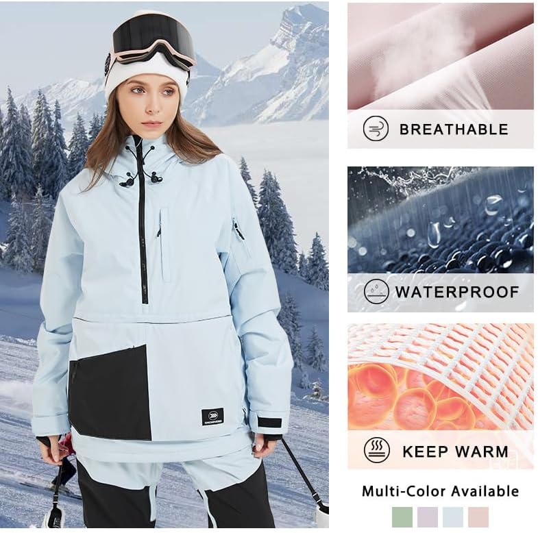 SNOWVERB Women Men Baggy Snow Ski Coat & Snowboard Jacket for Snowsports