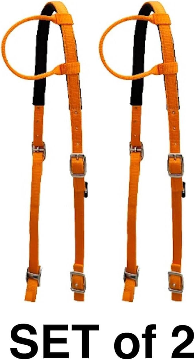 Majestic Ally Nylon Padded Sliding Single Ear Headstall for Horses- Set of 2 - Multiple Colors