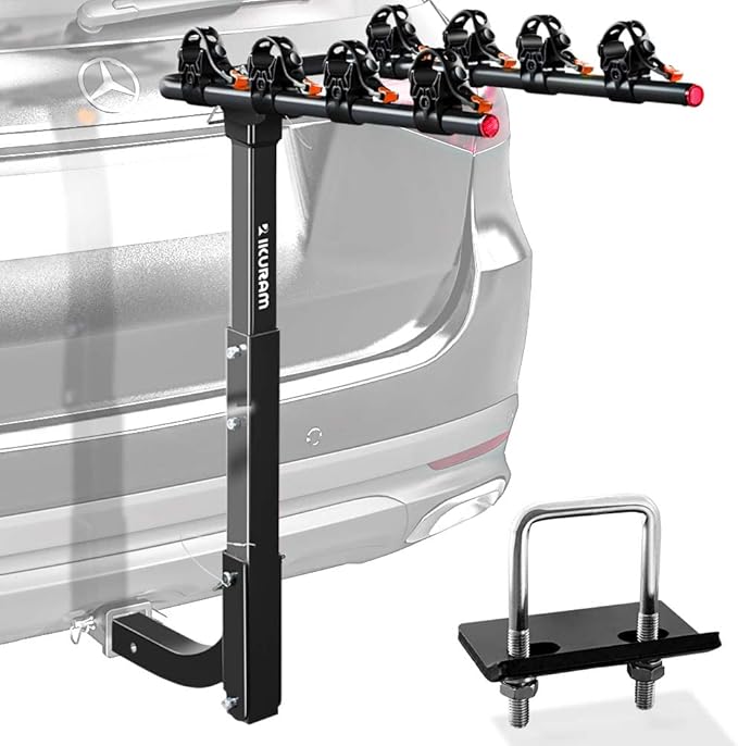 IKURAM R 4 Bike Rack Bicycle Carrier Racks Hitch Mount Double Foldable Rack for Cars, Trucks, SUV's and minivans with a 2" Hitch Receiver