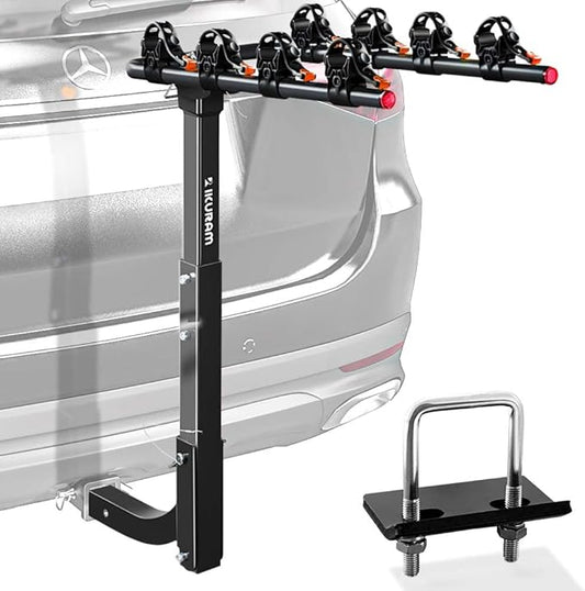 IKURAM R 4 Bike Rack Bicycle Carrier Racks Hitch Mount Double Foldable Rack for Cars, Trucks, SUV's and minivans with a 2" Hitch Receiver