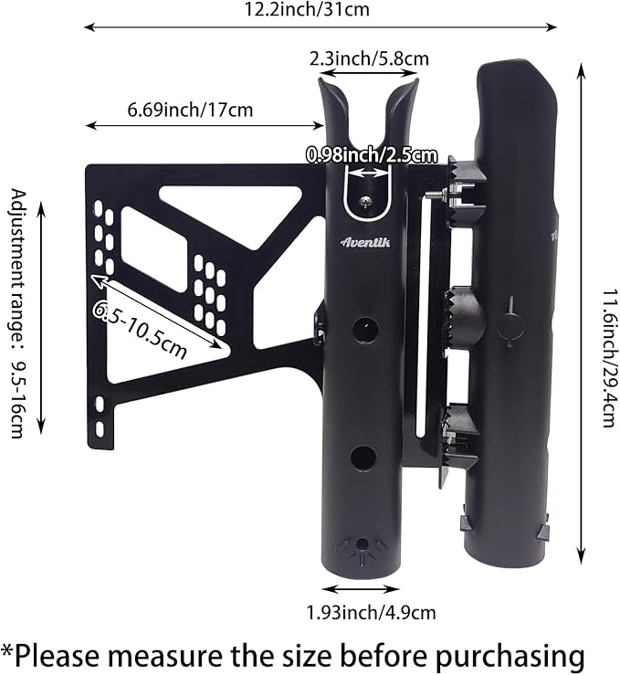 Aventik Bike Fishing Rod Holder for Bike Hold 2 Rods Easy to Mount Secure Stable Fishing Pole Holders