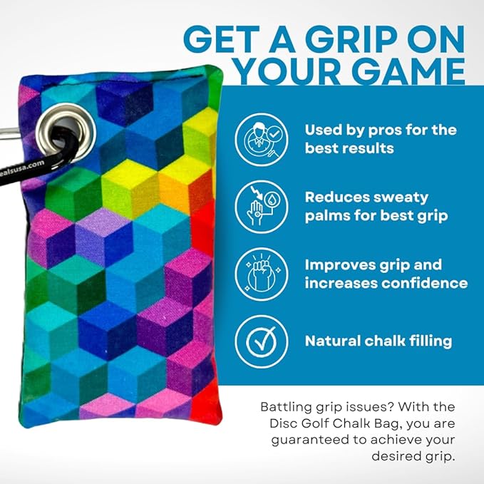 HYZER HOUND DISCS Disc Golf Chalk Bag | Dry Your Hands in the Heat of Summer | Attaches to Bag with a Carabiner | Improve Your Hand Grip for Consistency | Essential Disc Golf Accessories | Chalk