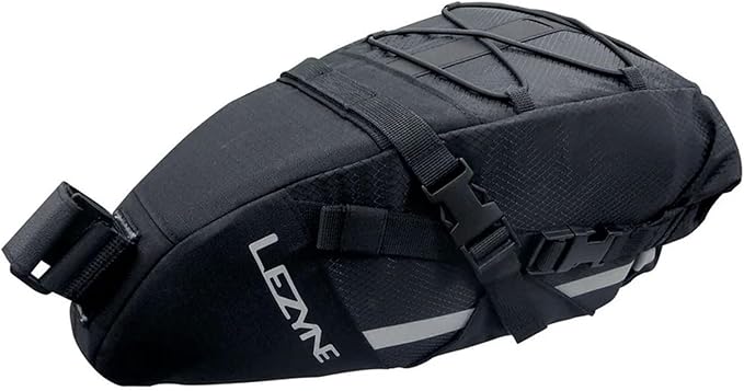 LEZYNE Caddy Bike Saddle Bag - Durable Nylon Cycling Storage Bag with Velcro/Quick Release Mount, Reflective Accents, Water-Resistant Zipper for Road Bikes & Commuters