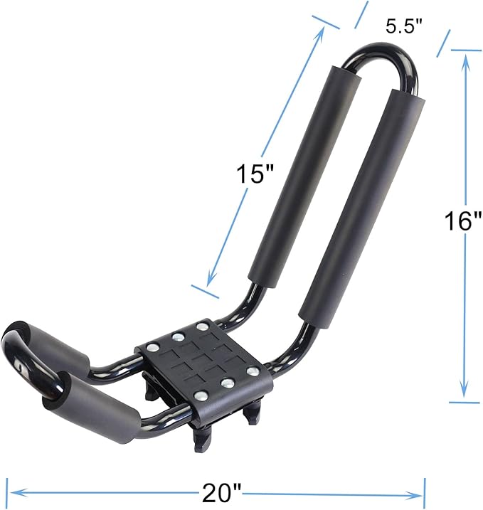 2 Pairs Heavy Duty Kayak Roof Rack J-Bar Carrier Holder - Includes 4 Pcs Ratchet for Canoe, SUV, Cars, Truck, Surf Ski, Tie-Mount on Car Roof Top Crossbar for Trip, Set of 4